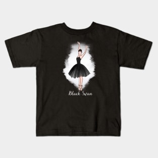 Black swan ballerina Kids T-Shirt